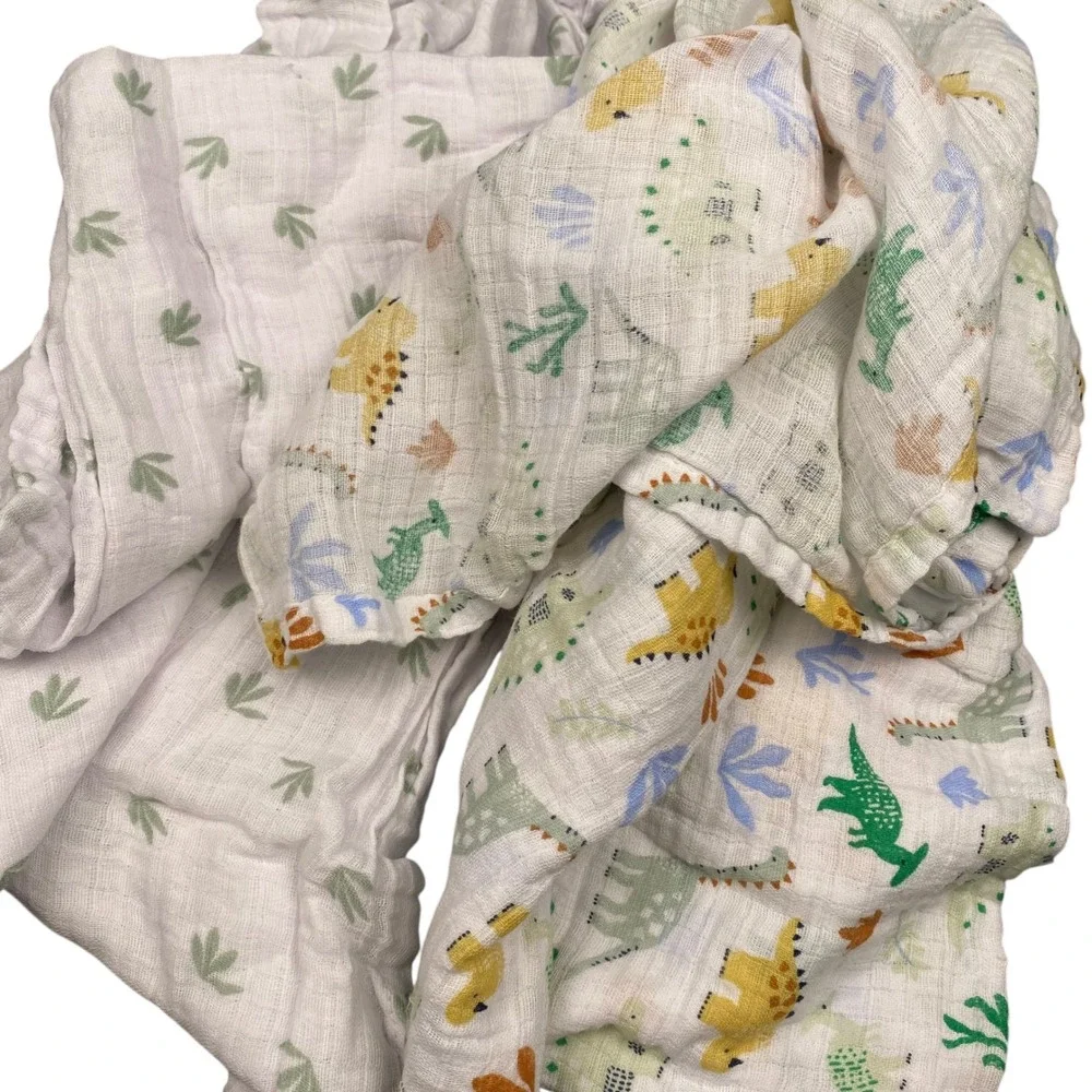 Kyle & Deena New York Muslin Swaddle Blankets Dinosaur Print 2-Pack 36